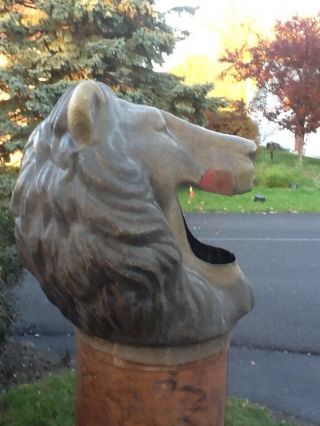 Rare Lion Head Trash Can Lid Amusement Park Circus Carnival Folk Art 10