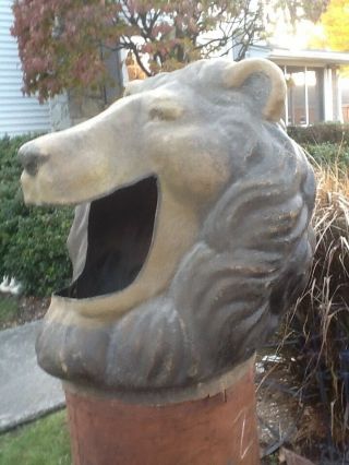 Rare Lion Head Trash Can Lid Amusement Park Circus Carnival Folk Art 5