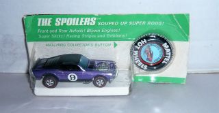 Rare 1969 Hot Wheels Redline Mustang Boss Hoss Purple,  Black Roof Nmoc