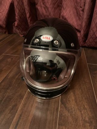 Bell Black Bullitt Motorcycle Helmet M Medium - Extra Bubble Shield,  Sena Smh10r