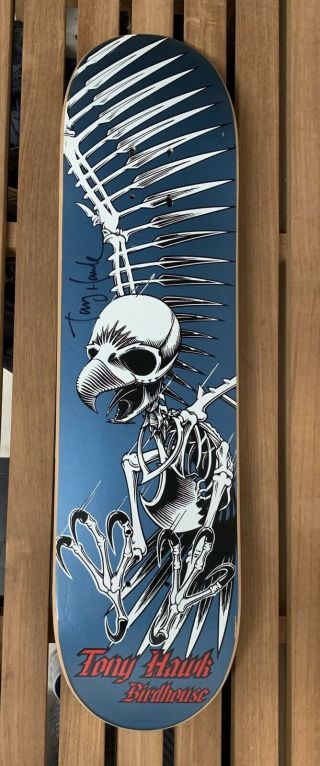 Tony Hawk Og Full Skull - Metallic Blue - 1998 Birdhouse Skateboard Rare Signed