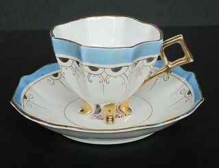 Vintage Footed Porcelain Tea Cup & Saucer,  Germany