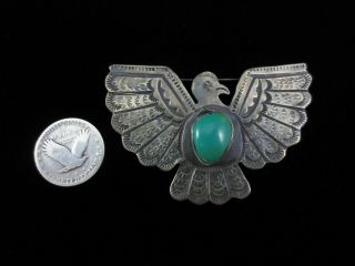 Huge Antique Navajo Thunder Bird Manta Pin Sterling Silver 2