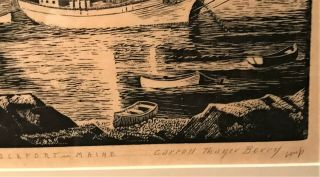 Carrol Thayer Berry Framed Wood Engraving THE WINDJAMMER - ROCKPORT,  MAINE 5
