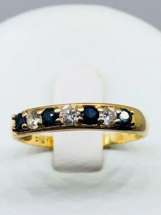 Vintage 18ct Gold Sapphire And Diamond Ring Size P