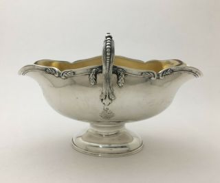 Fine 19th C German Double Lipped Silver Gravy Sauce Boat Armorial Schleissner