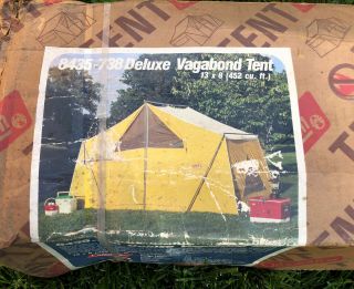 - Vintage Coleman Deluxe Vagabond 13x8 Canvas Tent -