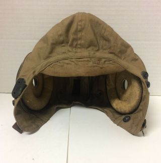 Ww2 Khaki/summer Pilots Helmet - Spec.  An - H - 15 - Medium - Vintage