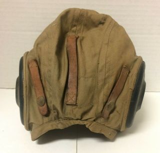 WW2 Khaki/Summer Pilots Helmet - Spec.  AN - H - 15 - Medium - Vintage 3