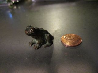 Small Bronze Patina Frog