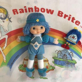 1983 Rainbow Brite Buddy Blue Doll & Champ Sprite - Made In Mexico By Mattel