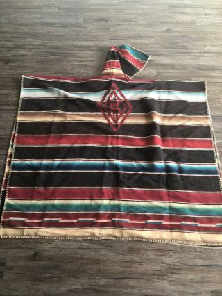 Rare Vintage Ralph Lauren Southwest Indian Blanket Cape Poncho Aztec Hooded 70s 7