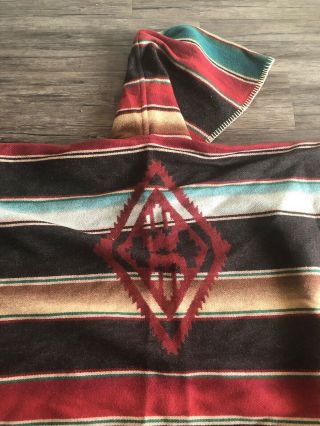 Rare Vintage Ralph Lauren Southwest Indian Blanket Cape Poncho Aztec Hooded 70s 8
