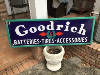 1940’s Vintage Goodrich Tires Porcelain Sign - Great Colors & Size 6