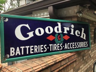 1940’s Vintage Goodrich Tires Porcelain Sign - Great Colors & Size 9