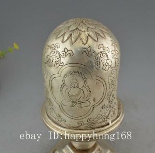 china old cooper - plating silver hand - made pagoda statue candlestick e01 5