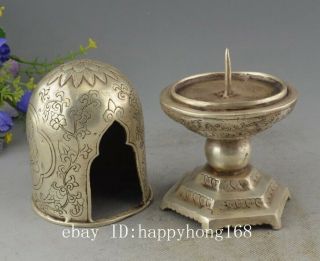 china old cooper - plating silver hand - made pagoda statue candlestick e01 7