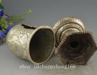 china old cooper - plating silver hand - made pagoda statue candlestick e01 8