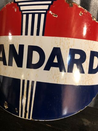 STANDARD OIL COMPANY porcelain sign vintage flame Visible gas pump plate Curved 7