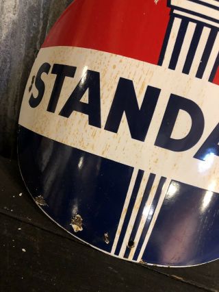 STANDARD OIL COMPANY porcelain sign vintage flame Visible gas pump plate Curved 8