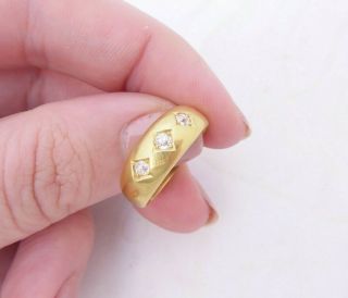 18ct Gold Diamond Ring,  Victorian 1886 Gypsy 3 Stone Old Mine Cut Diamond Ring