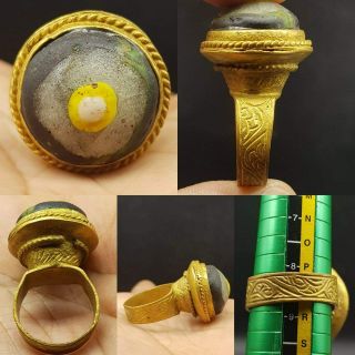 Gold Gilding Antique Lovely Ring Ancient Mosaic Glass 26