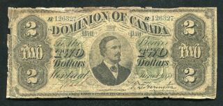 Dc - 9a 1878 $2 Dominion Of Canada “montreal” Contemporary Faux Banknote Rare
