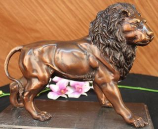 Vintage Moigniez Bronze Lion Walking Signed Hot Cast Sculpture Are Deco Figurine