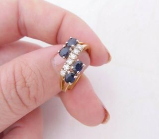 18ct Gold Diamond Sapphire Ring,  Art Deco Design 18k 750