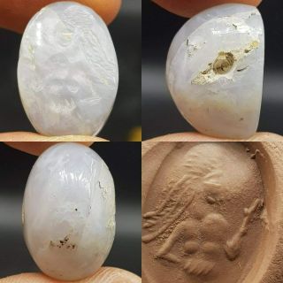 Roman Ancient Queen Seal Intaglio Chalcedony Agate Stone Bead 26