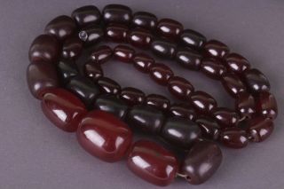 Bakelite Amber Necklace Vintage Dark Cherry Beads Necklace 102.  37gr Gift For Her