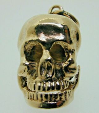 Vintage 9 Carat Gold Articulated Jaw Skull Charm Pendant Momento Mori 7.  3g 1957