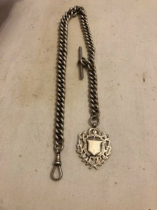 Antique Solid Silver Albert Chain 96.  4 Grams