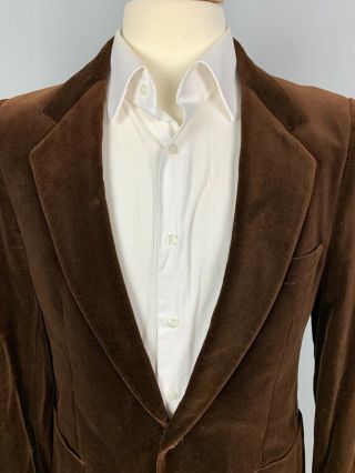 Vintage Yves Saint Laurent Made In France Velvet Dinner Jacket Sport Coat Brown