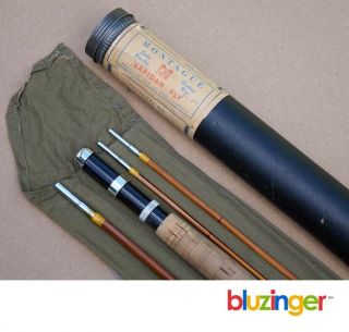 Vintage Montague Rapidan 8 1/2’ 3/2 Tonkin Cane Split Bamboo Trout Fly Rod Exc.