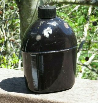 Wwii Ww2 Us Army Military Field Gear Black Enameled Canteen Rep 1942