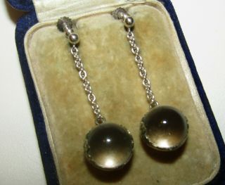 Magical,  Victorian,  Sterling Silver Earrings With Rock Crystal/pool Of Light Orbs