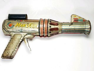Vintage 1950s - 60s Daiya Mars Gun Toy Friction Tin Litho Japan