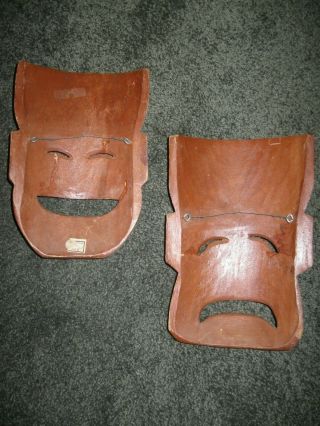 Vintage Hand Carved Wooden Masks 10 1/4 