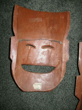 Vintage Hand Carved Wooden Masks 10 1/4 