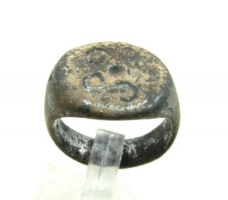 Authentic Medieval Viking Ring W/ Runic Decoration - Wearable - J291