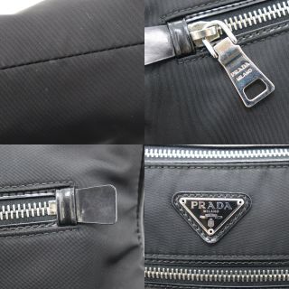 PRADA Logos Hand Bag Black Nylon Leather Zipper China Vintage Authentic BB474 W 6