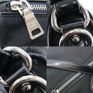 PRADA Logos Hand Bag Black Nylon Leather Zipper China Vintage Authentic BB474 W 7