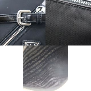 PRADA Logos Hand Bag Black Nylon Leather Zipper China Vintage Authentic BB474 W 8