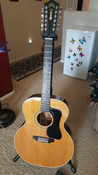 Vintage Guild " Natural " Jumbo 12 String Acoustic Guitar