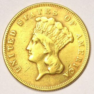 1870 Indian Three Dollar Gold Coin ($3) - Xf Details (ef) - Rare Date Coin