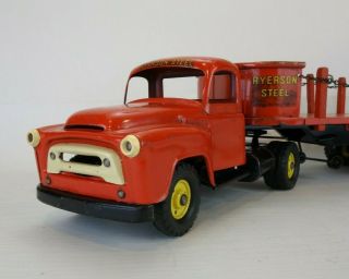Vintage Tru Scale Ryerson Steel Flatbed Stake Truck Diecast Pressed Steel Toy 3