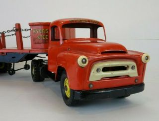 Vintage Tru Scale Ryerson Steel Flatbed Stake Truck Diecast Pressed Steel Toy 4