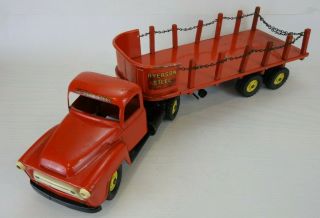 Vintage Tru Scale Ryerson Steel Flatbed Stake Truck Diecast Pressed Steel Toy 7