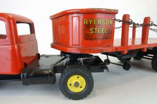 Vintage Tru Scale Ryerson Steel Flatbed Stake Truck Diecast Pressed Steel Toy 9
